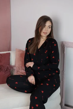 Piżama Nancy Long Hearts Black
