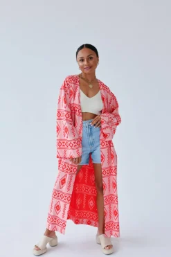 Sukienka Kimono Maxi Aztec