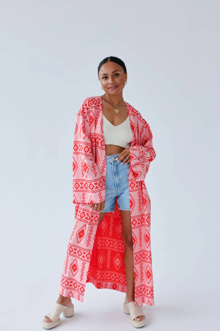 Sukienka Kimono Maxi Aztec