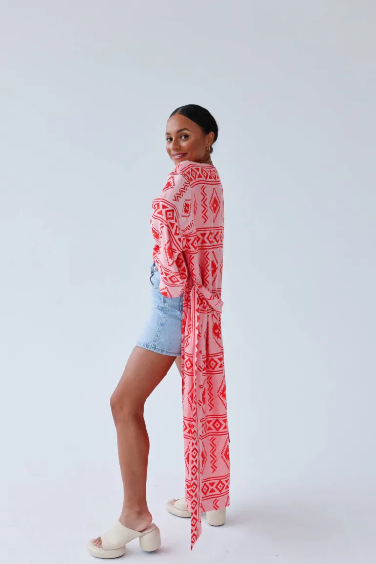 Sukienka Kimono Maxi Aztec