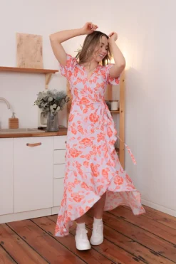 Sukienka Marline Orange Flowers