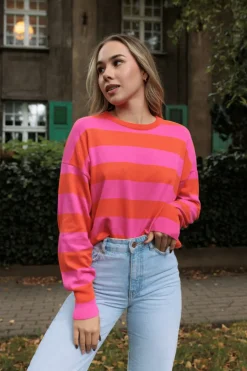 Sweter Lizzie Long Orange-Fuchsia