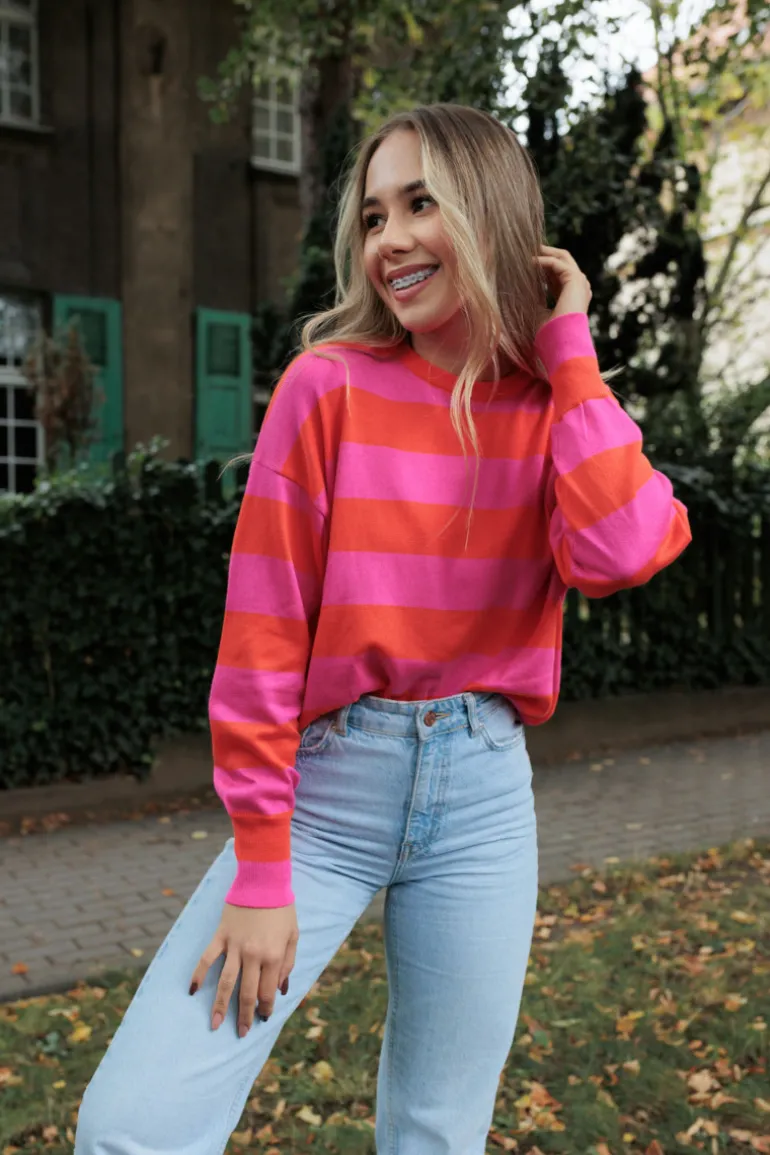 Sweter Lizzie Long Orange-Fuchsia