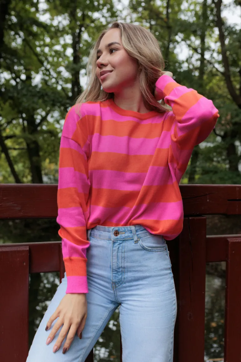 Sweter Lizzie Long Orange-Fuchsia