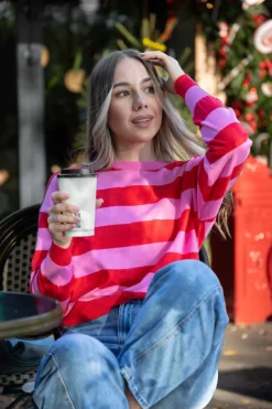 Sweter Lizzie Long Pink - Red